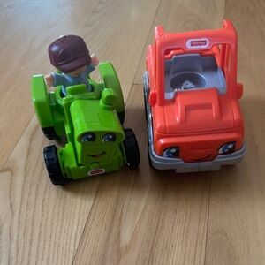 Little People Green Tractor & Tow Truck | Tractor with Character | Bundle